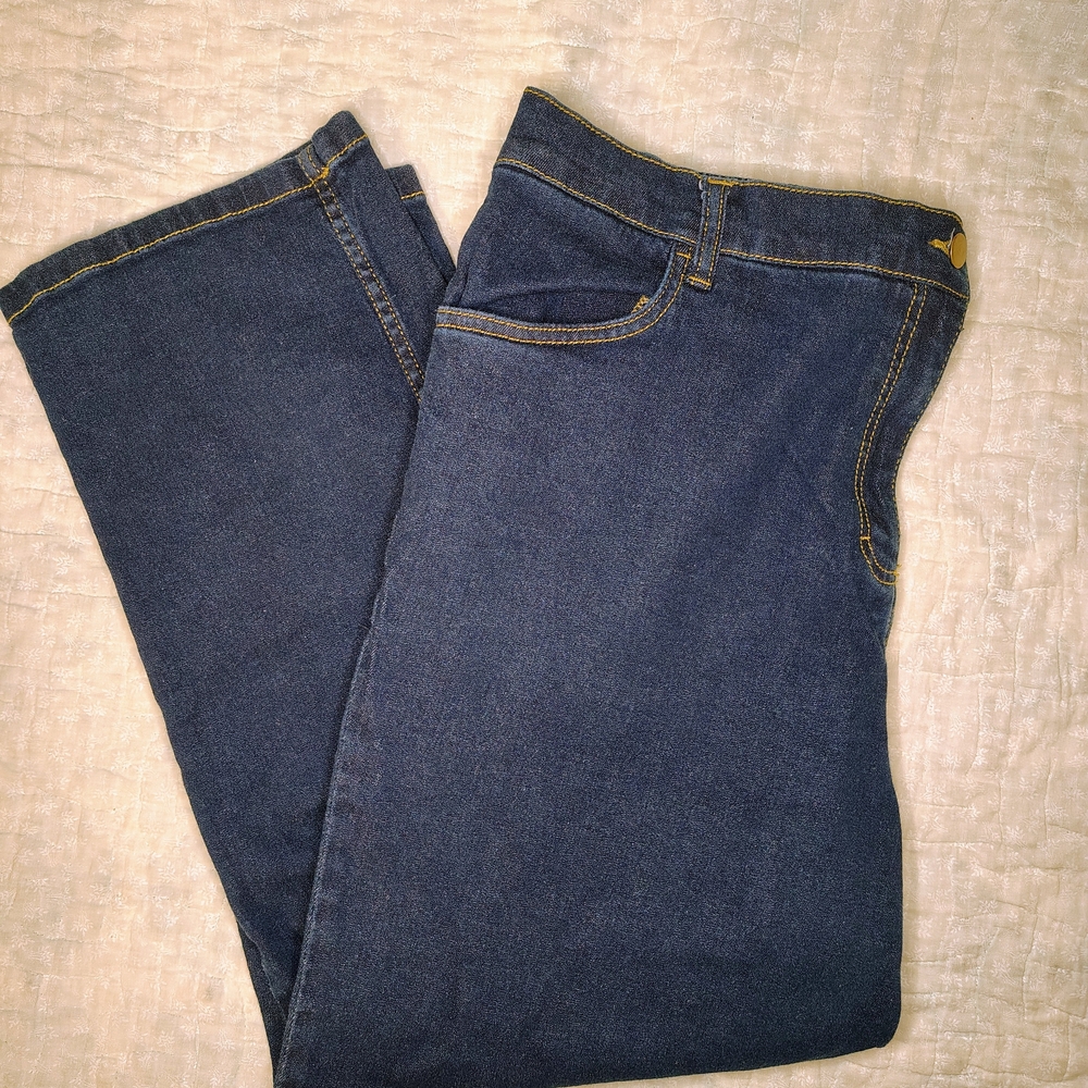Blair Blue Denim Pants with Yellow Stitching